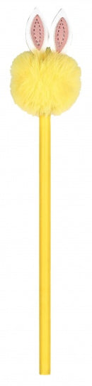 potlood pompom Haasje junior 17,5 cm geel