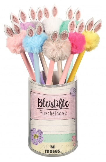 potlood pompom Haasje junior 17,5 cm wit