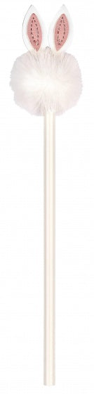 potlood pompom Haasje junior 17,5 cm wit