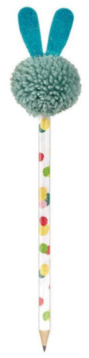 potlood pompom haasje junior 22 cm hout/vilt groen
