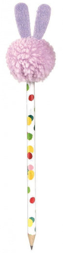 potlood pompom haasje junior 22 cm hout/vilt lila