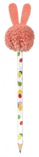 potlood pompom haasje junior 22 cm hout/vilt rood