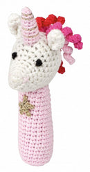 rammelaar eenhoorn 15 x 7,5 cm katoen/polyester roze