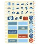 reisdagboek 18,5 x 14 cm blauw/wit