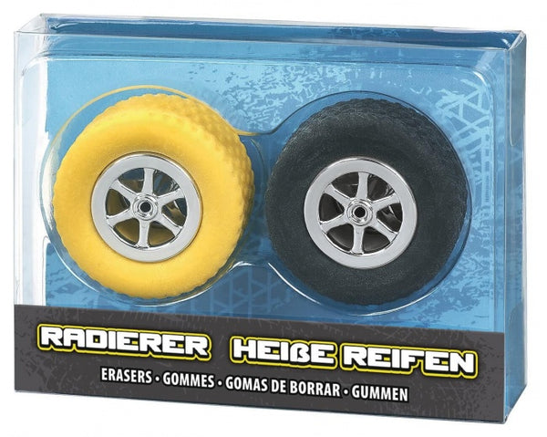 set gummen Autobanden 3,5 cm zwart/geel 2-delig