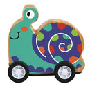 slak op wielen pull-back 7,5 x 7 cm hout blauw/paars