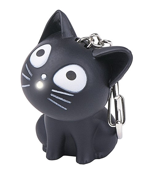 sleutelhanger kat met licht en geluid 5,5 cm zwart