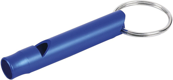 sleutelhanger met fluitje aluminium 5,5 cm blauw