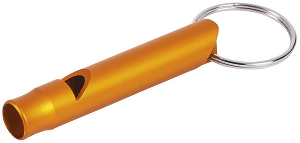 sleutelhanger met fluitje aluminium 5,5 cm bruin