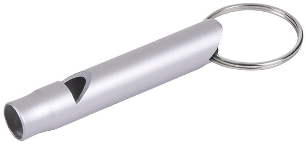 sleutelhanger met fluitje aluminium 5,5 cm grijs