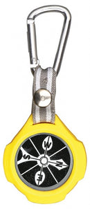 kompas met karabijnhaak 9,5 cm geel/zwart