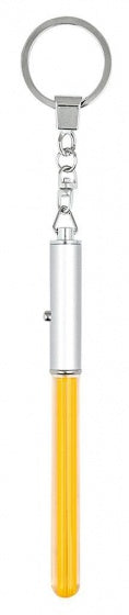 sleutelhanger met lichtzwaard 12 cm geel