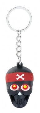 sleutelhanger piratenschedel met licht en geluid 3,8 cm zwart