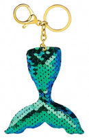 sleutelhanger zeemeerminstaart 7 cm groen/blauw