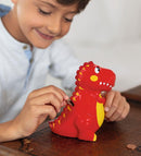spaarpot Dino T-rex jongens 15 cm polyresin rood/geel