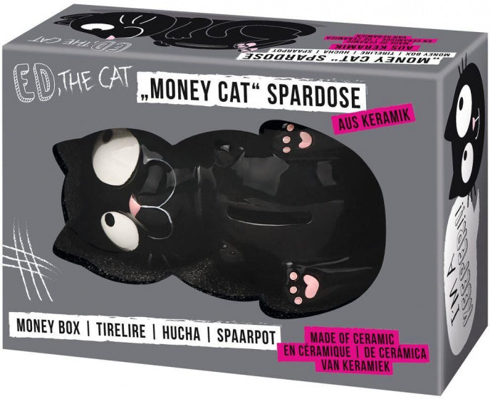 spaarpot Ed, the Cat junior keramiek/rubber zwart
