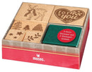 stempelset Kerst junior 8,7 x 8,7 cm hout naturel 5-delig