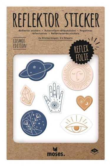 stickervellen reflecterend Cosmos blauw/bruin/wit 2 stuks