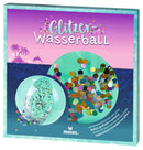 strandbal Glitterconfetti 40 cm junior transparant/groen