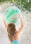 strandbal Glitterconfetti 40 cm junior transparant/groen