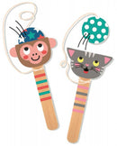 vangspel poes junior 17 cm hout grijs