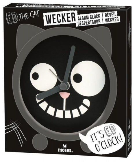 wekker Ed the Cat junior 10 x 3,7 cm rubber grijs/zwart