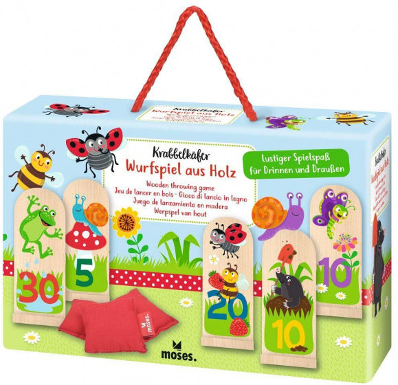 werpspel Krabbelkäfer junior 22,6 cm hout naturel 8-delig