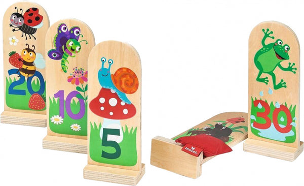 werpspel Krabbelkäfer junior 22,6 cm hout naturel 8-delig