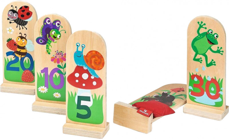 werpspel Krabbelkäfer junior 22,6 cm hout naturel 8-delig