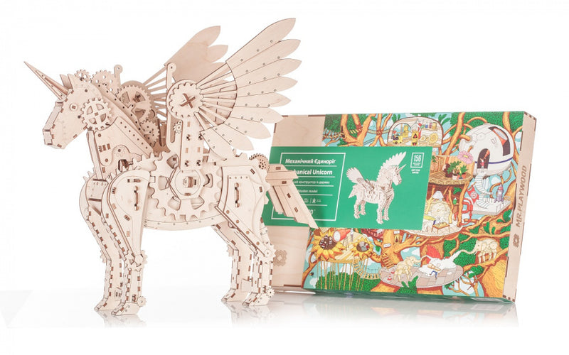 modelbouwset Eenhoorn 24 x 23cm hout 140-delig