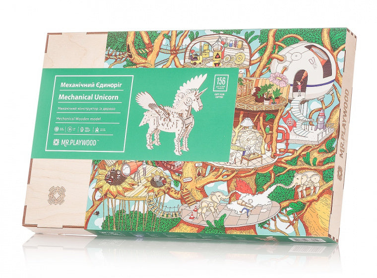 modelbouwset Eenhoorn 24 x 23cm hout 140-delig