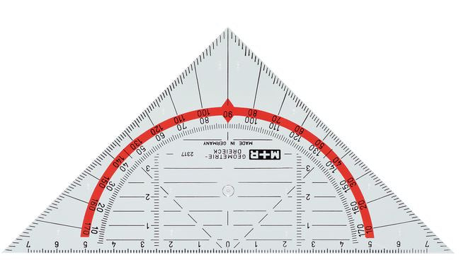 geodriehoek 14 cm transparant