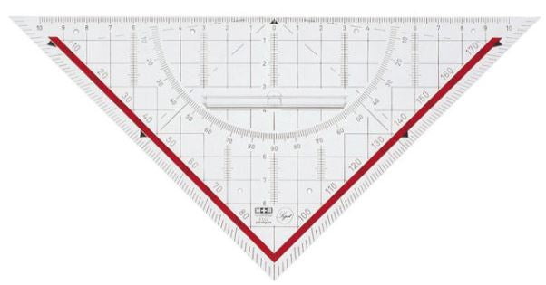 geodriehoek 20 cm transparant