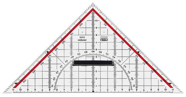 geodriehoek 22 cm transparant