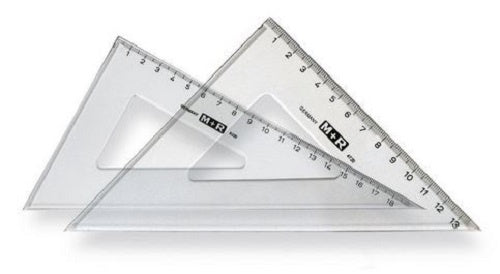 tekendriehoeken 13/18 cm transparant 2-delig