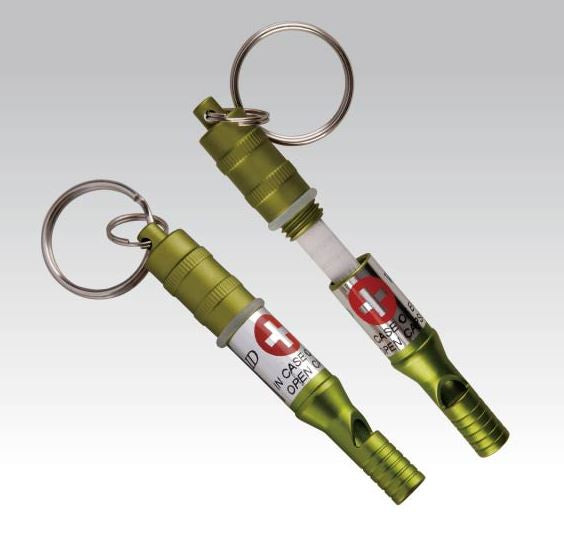 gevarenfluit sleutelhanger 7,5 cm groen