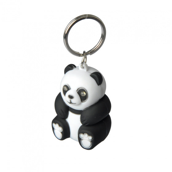 sleutelhanger Panda met lampje zwart/wit junior 3,6 cm