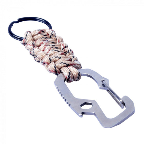 sleutelhanger Paracord karabijn beige 11 cm