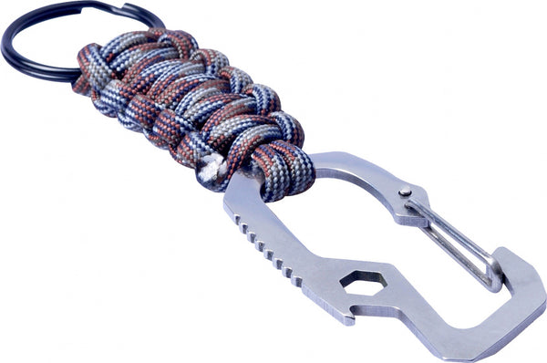 sleutelhanger Paracord karabijn bruin 11 cm