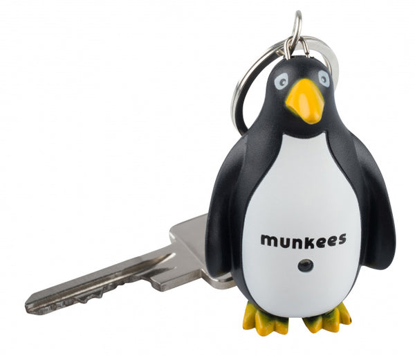 sleutelhanger Pinguin met lampje zwart/wit junior 3,7 cm