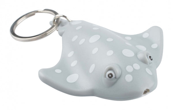 sleutelhanger Platvis met lampje grijs junior 7,8 cm