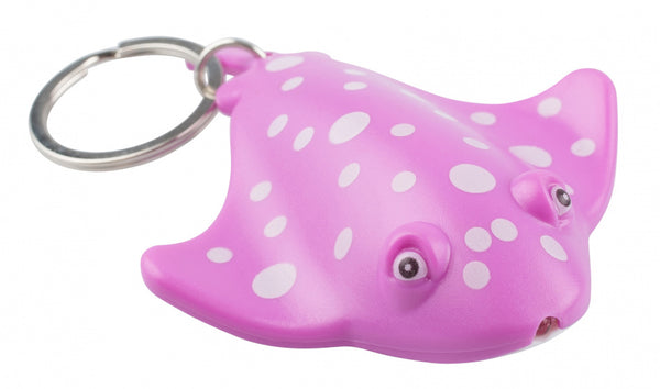 sleutelhanger Platvis met lampje roze junior 7,8 cm