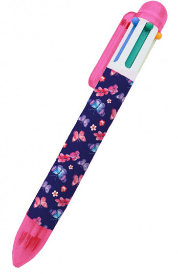 balpen Butterfly 6-kleuren meisjes 15 cm 0,7 mm paars