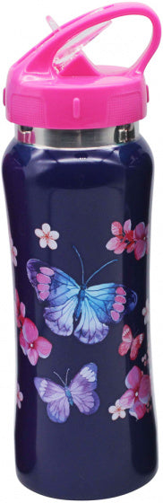drinkfles junior 500 ml RVS donkerblauw/roze