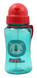 drinkfles Leeuw jongens 350 ml rood/mintblauw/transparant