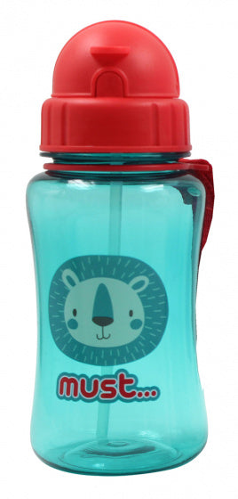 drinkfles Leeuw jongens 350 ml rood/mintblauw/transparant