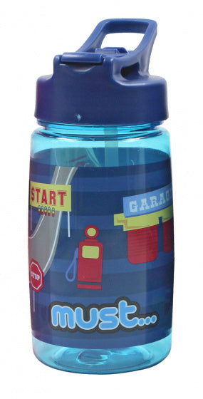 drinkfles Race jongens 450 ml blauw/transparant