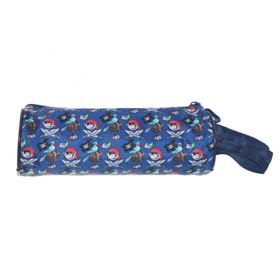 etui junior piraat 20 x 6,5 cm polyester blauw/wit