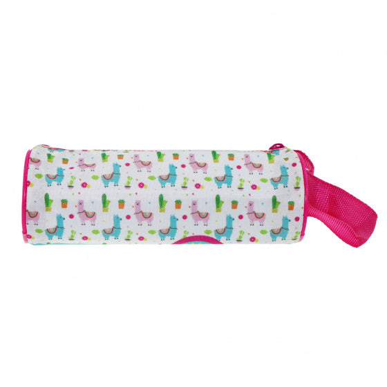 etui lama junior 20 x 6,5 cm polyester blauw/roze