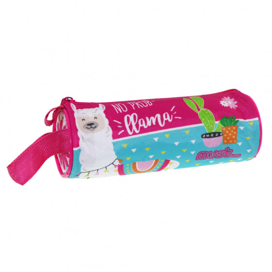 etui lama junior 20 x 6,5 cm polyester blauw/roze